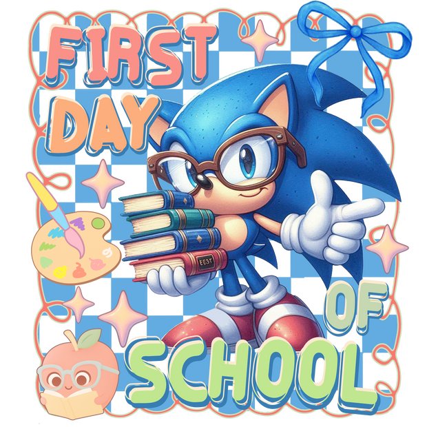 School Sonic & Blue Ribbon DTF (direct-to-film) Transfer