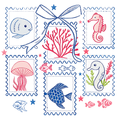 Sea Animals & Bow DTF (direct-to-film) Transfer