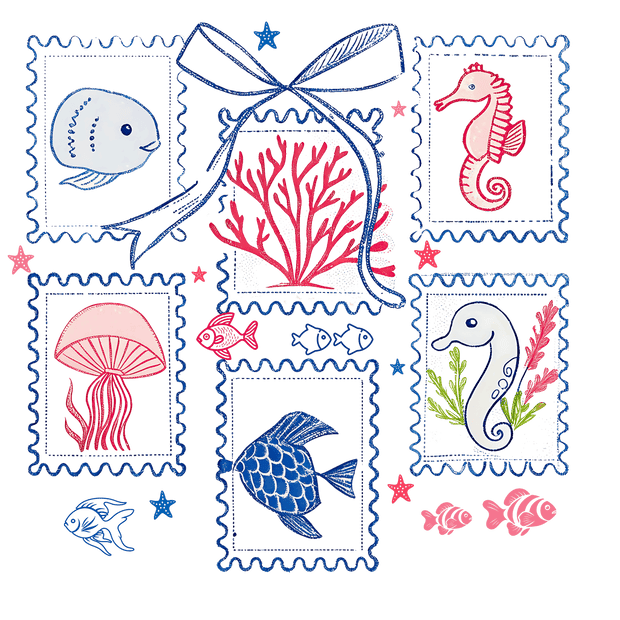 Sea Animals & Bow DTF (direct-to-film) Transfer