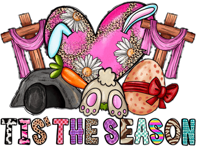 Season Crosses Pink Heart Bunny Feet DTF (direct-to-film) Transfer