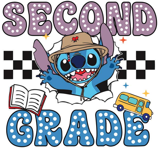 Second Grade Stitch in Hat DTF (direct-to-film) Transfer