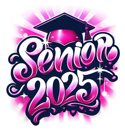 Senior 2025 Airbrush Pink DTF (direct-to-film) Transfer