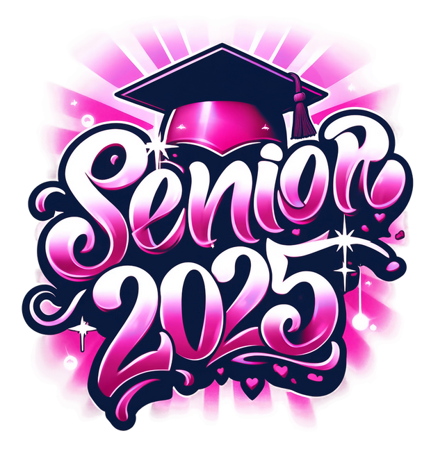 Senior 2025 Airbrush Pink DTF (direct-to-film) Transfer