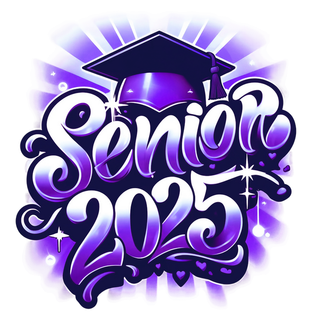 Senior 2025 Airbrush Purple Sparkly DTF (direct-to-film) Transfer