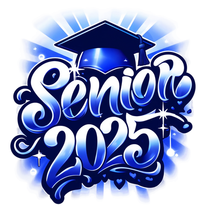 Senior 2025 Airbrush Royal Blue DTF (direct-to-film) Transfer