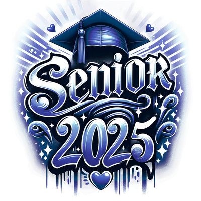 Senior 2025 Airbrushed Blue With Stars DTF (direct-to-film) Transfer