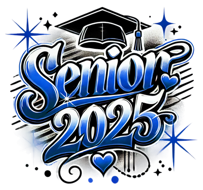 Senior 2025 Airbrushed Blue DTF (direct-to-film) Transfer