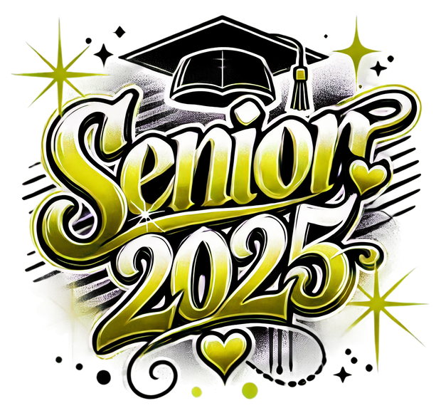 Senior 2025 Airbrushed Gold DTF (direct-to-film) Transfer