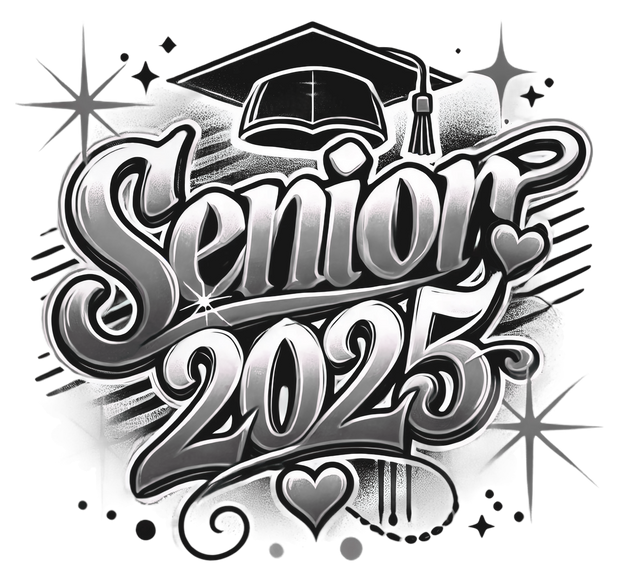 Senior 2025 Airbrushed Gray DTF (direct-to-film) Transfer