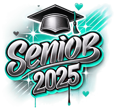 Senior 2025 Airbrushed Mint and Black DTF (direct-to-film) Transfer