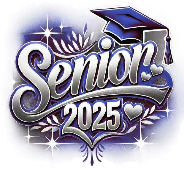 Senior 2025 Airbrushed Navy Blue(1) DTF (direct-to-film) Transfer