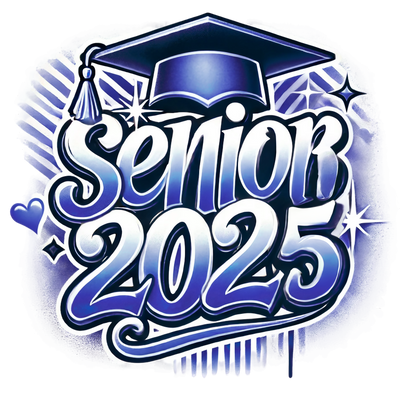 Senior 2025 Airbrushed Navy Blue(2) DTF (direct-to-film) Transfer