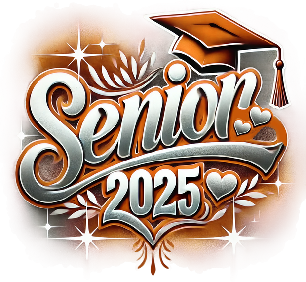 Senior 2025 Airbrushed Orange(1) DTF (direct-to-film) Transfer