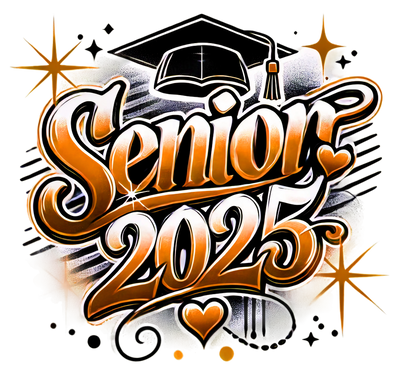 Senior 2025 Airbrushed Orange DTF (direct-to-film) Transfer