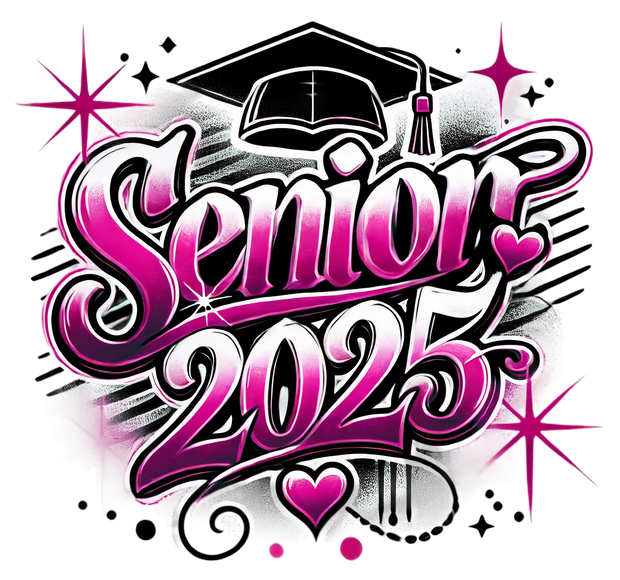 Senior 2025 Airbrushed Pink(1) DTF (direct-to-film) Transfer