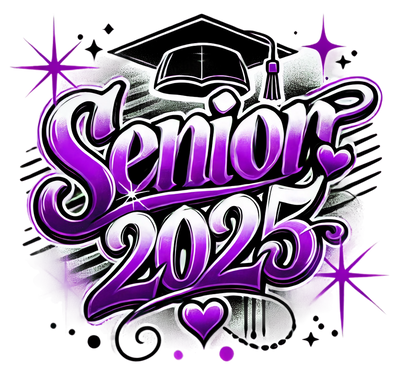 Senior 2025 Airbrushed Purple DTF (direct-to-film) Transfer