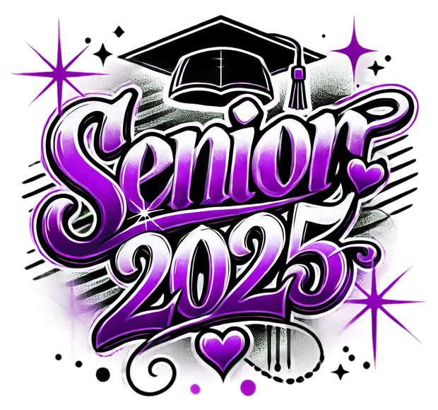 Senior 2025 Airbrushed Purple DTF (direct-to-film) Transfer