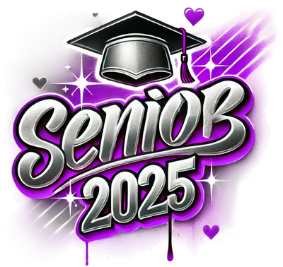 Senior 2025 Airbrushed Purple and Black DTF (direct-to-film) Transfer