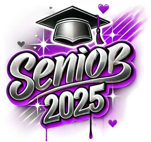 Senior 2025 Airbrushed Purple and Black DTF (direct-to-film) Transfer