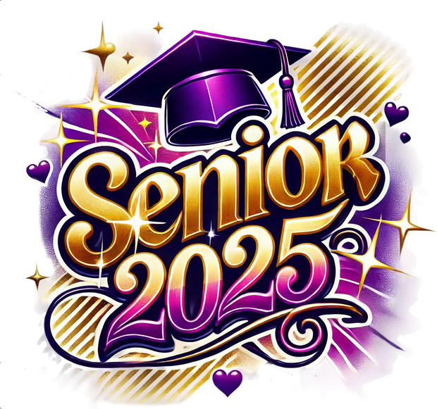 Senior 2025 Airbrushed Purple and Gold DTF (direct-to-film) Transfer