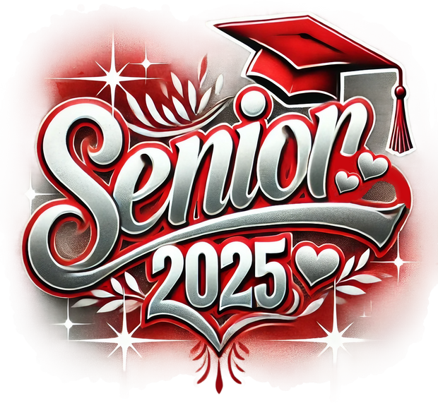 Senior 2025 Airbrushed Red DTF (direct-to-film) Transfer