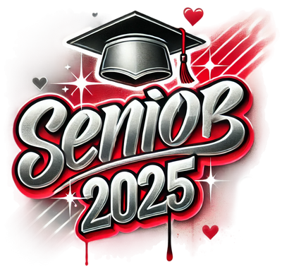 Senior 2025 Airbrushed Red and Black DTF (direct-to-film) Transfer