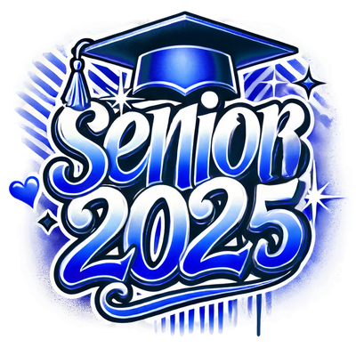 Senior 2025 Airbrushed Royal Blue DTF (direct-to-film) Transfer