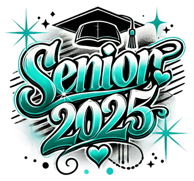 Senior 2025 Airbrushed Teal DTF (direct-to-film) Transfer DTF (direct-to-film) Transfer