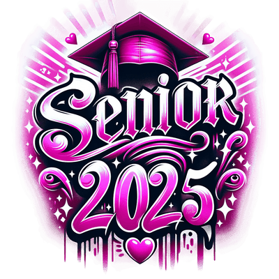 Senior 2025 Airbrushed White Stars DTF (direct-to-film) Transfer