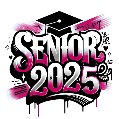 Senior 2025 Airbrushed With Black Cap DTF (direct-to-film) Transfer