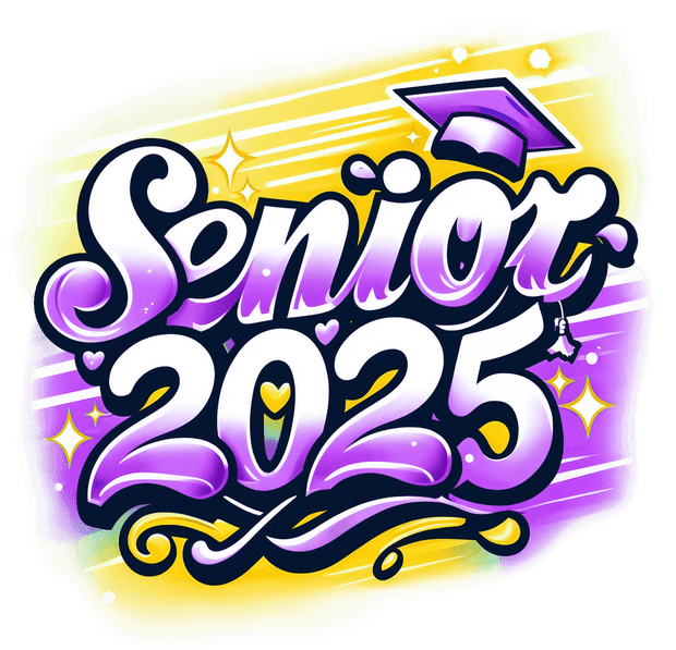 Senior 2025 Airbrushed With Purple Cap DTF (direct-to-film) Transfer