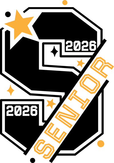 Senior 2026 Monogram with Gold Stars DTF (direct-to-film) Transfer