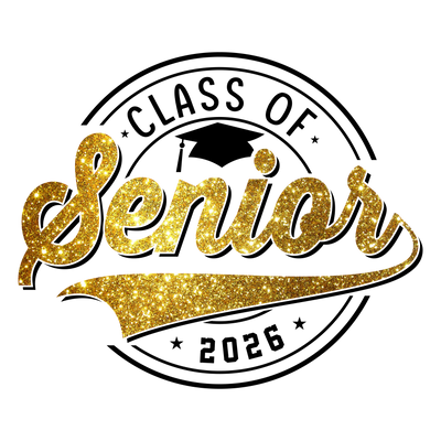 Senior 2026 in Gold DTF (direct-to-film) Transfer