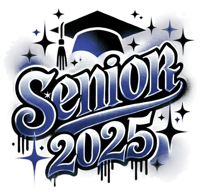 Senior Airbrushed Navy Blue DTF (direct-to-film) Transfer