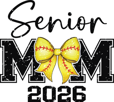 Senior Softball Mom 2026 Bow-Retro DTF (direct-to-film) Transfer