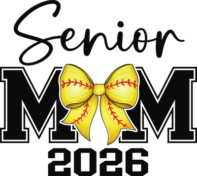 Senior Softball Mom in Black 2026 Bow DTF (direct-to-film) Transfer