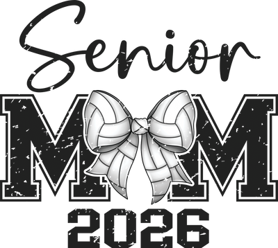 Senior Volleyball Mom 2026 Bow Retro DTF (direct-to-film) Transfer