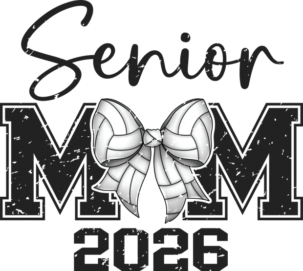Senior Volleyball Mom 2026 Bow Retro DTF (direct-to-film) Transfer