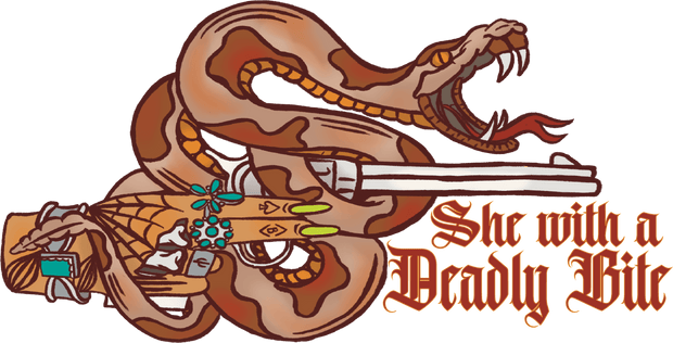 She With a Deadly Bite Snake and Gun DTF (direct-to-film) Transfer