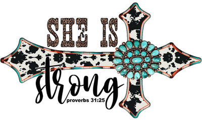 She is Strong Cow Pattern Cross DTF (direct-to-film) Transfer