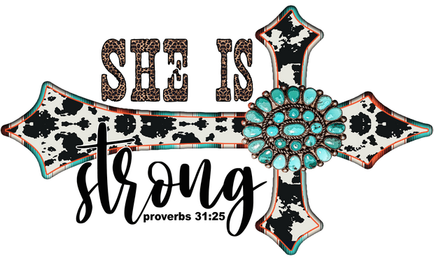 She is Strong Cow Pattern Cross DTF (direct-to-film) Transfer