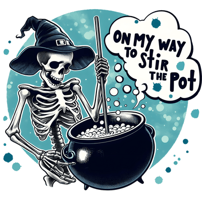 Skeleton On my Way to Stir the Pot DTF (direct-to-film) Transfer
