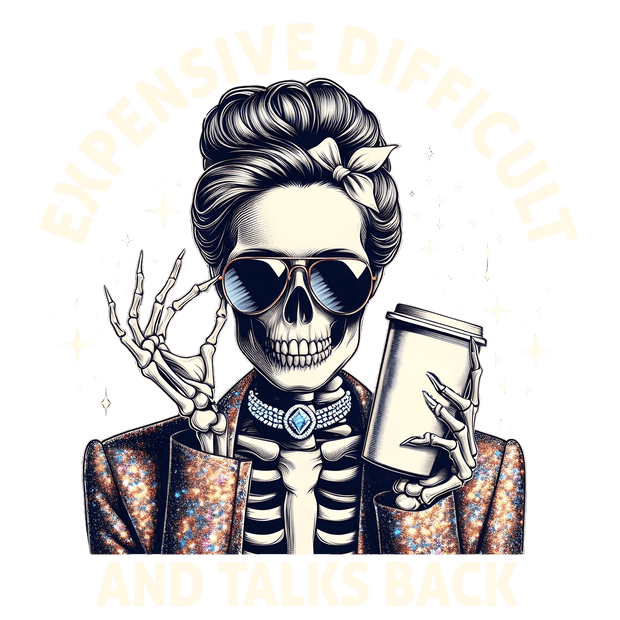 Skeleton in Glitter Coat DTF (direct-to-film) Transfer