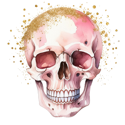 Skull Pink With Gold 1 Halloween DTF (direct-to-film) Transfer