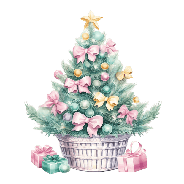 Small Christmas Tree in Basket DTF (direct-to-film) Transfer