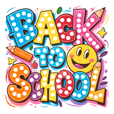 Smiley Back to School White Spots DTF (direct-to-film) Transfer