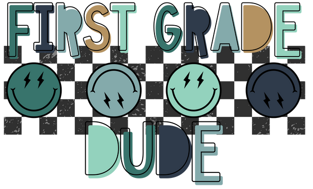 Smiley Faces First Grade Dude DTF (direct-to-film) Transfer