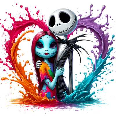 Smiling Nightmare Couple Color Drip DTF (direct-to-film) Transfer