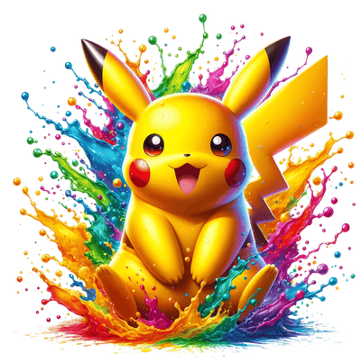 Smiling Pokemon Sitting Color Drip DTF (direct-to-film) Transfer