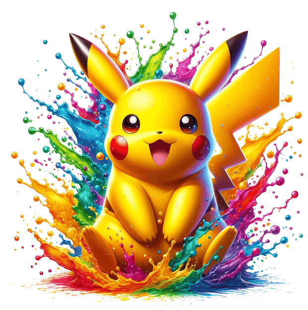 Smiling Pokemon Sitting Color Drip DTF (direct-to-film) Transfer